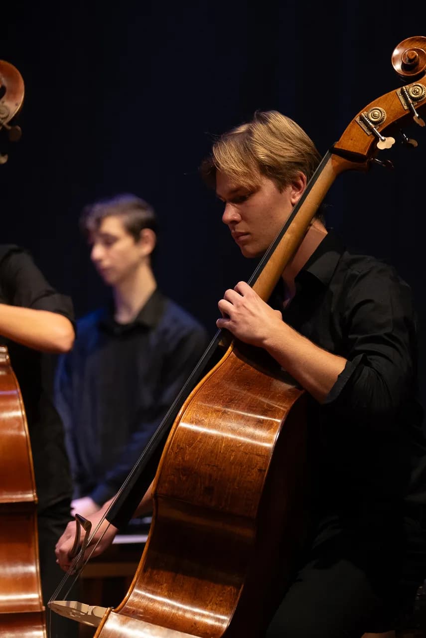 A musician playing double bass